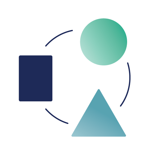 Icon of connected circle, triangle and rectangle