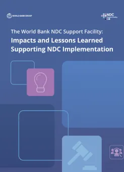 NDC Support Facility Lessons Learned Report cover: Solid blue with blue and purple shapes.