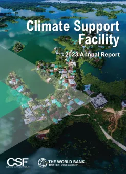CSF 2023 Annual Report cover: Populated islands in deep blue water.