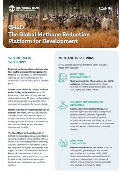 Global Methane Reduction Platform For Development (CH4D) - Brochure cover page