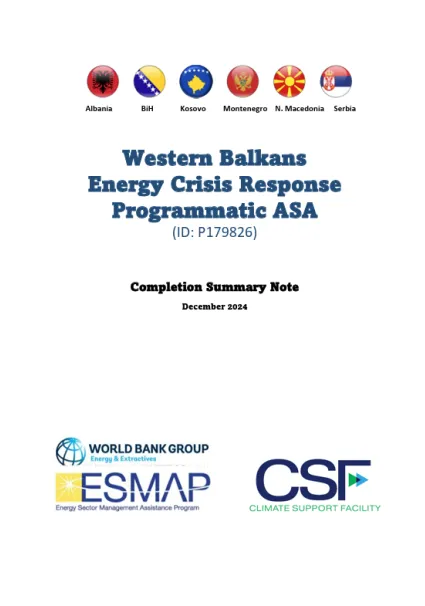 Western Balkans - Energy Crisis Response Programmatic ASA Western Balkans - Energy Crisis Response Programmatic ASA - cover